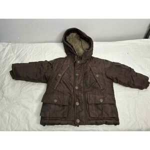 OshKosh Boys Brown Coat Thick Outerwear Hooded Jacket size 2T